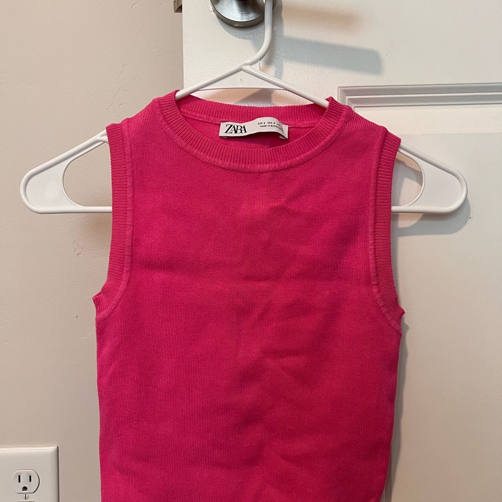 Zara Vibrant Pink Cropped Tank Top